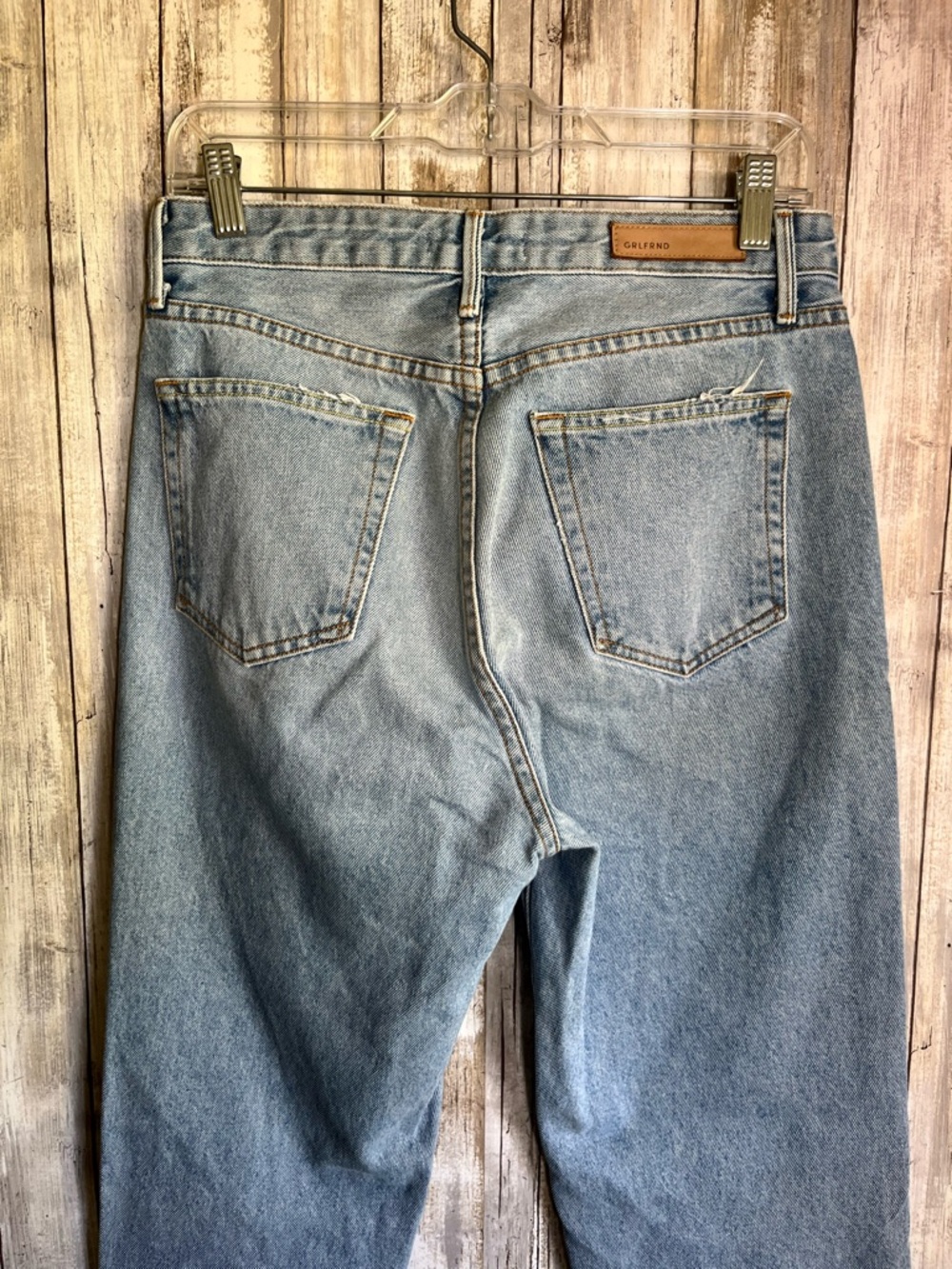 GRLFRND Helena Super High Rise Straight Jeans Gonna Love Me Wash Raw Hem 27 - Picture 6 of 8
